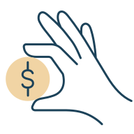 Large coin moved by Silhouette hand.